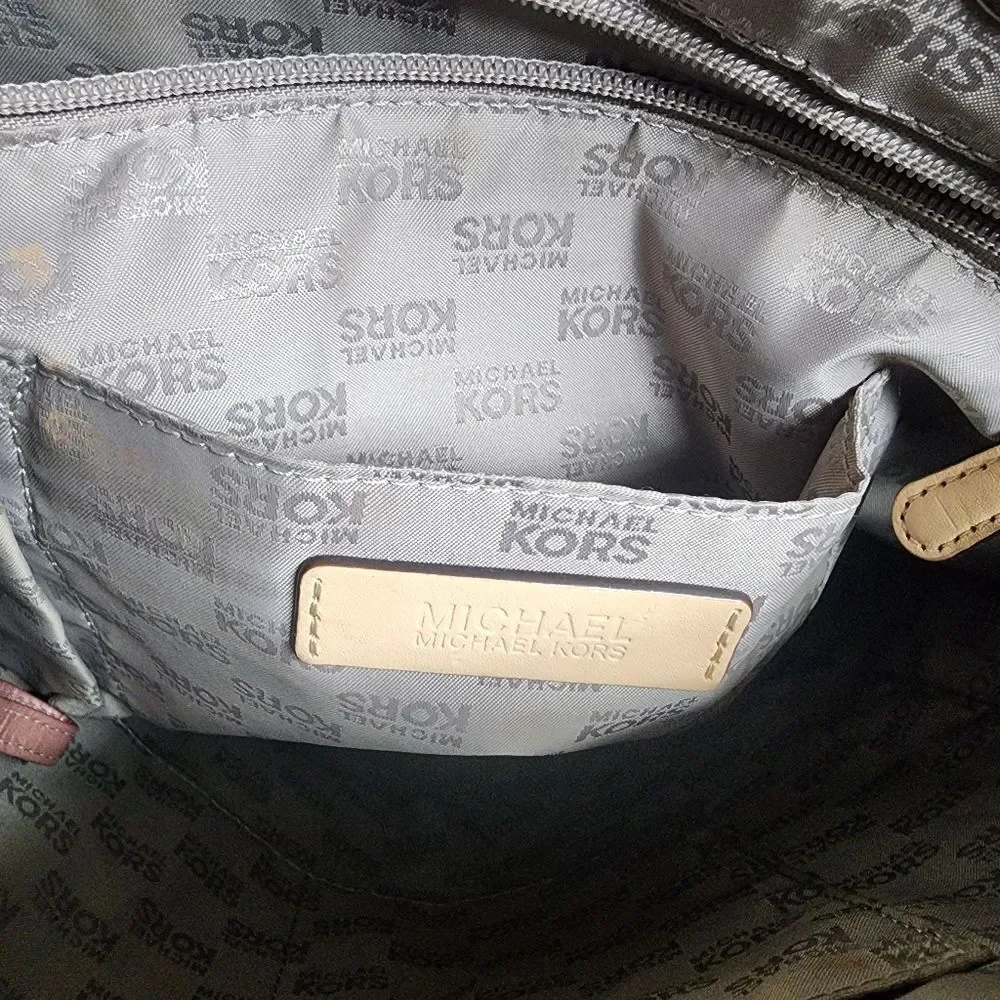 Michael Kors Gray MK Metallic Tote Bag - Picture 5 of 12